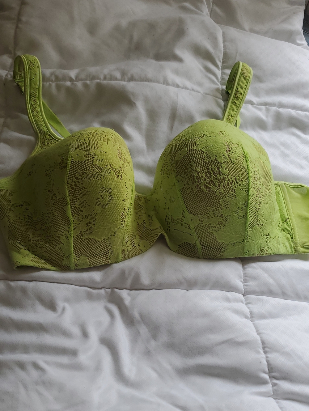 Cacique Neon Lime Lace Underwire Bra